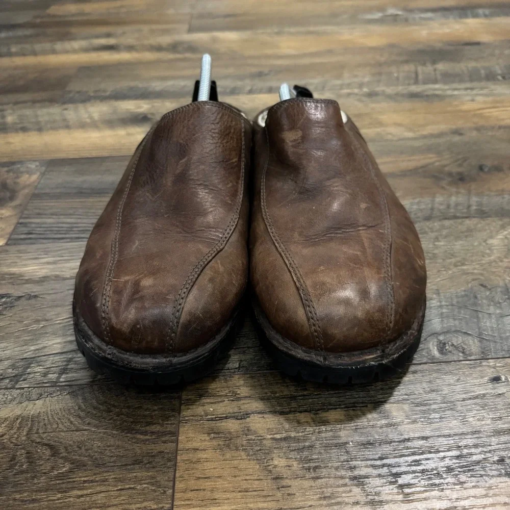UGG Australia Brown Leather‎ Sheepskin Lined Slip On Mule Clogs Mens 15